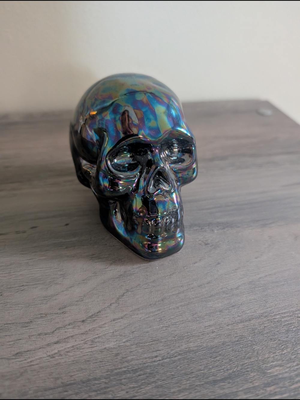 Iridescent Multicolor Skull Modern Decorative Sculpture